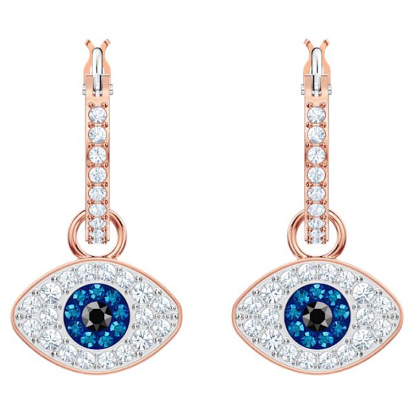 Symbolica hoop earrings Evil eye, Blue, Rose gold-tone plated - Image 3