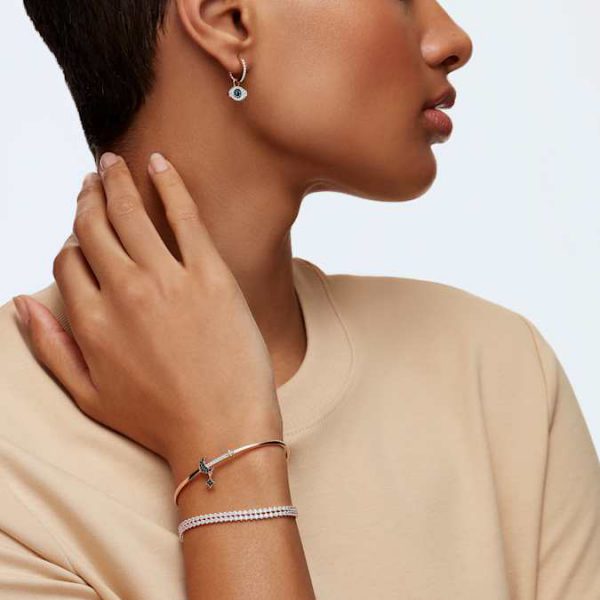 Symbolica hoop earrings Evil eye, Blue, Rose gold-tone plated - Image 5