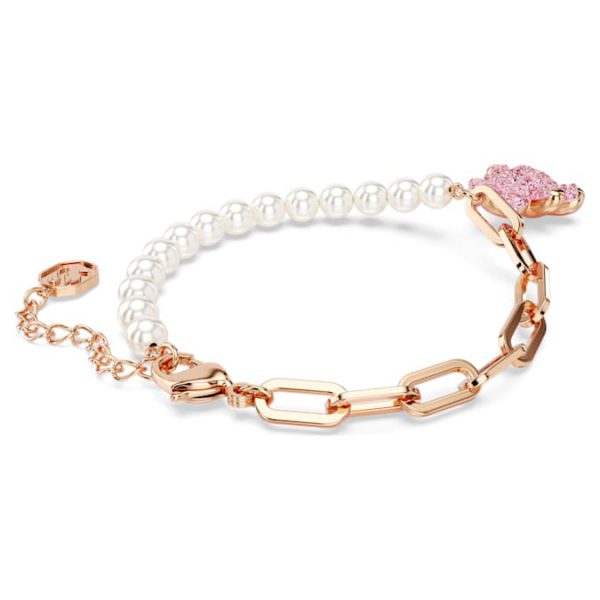 Teddy bracelet Crystal pearl, Bear, Pink, Rose gold-tone plated - Image 5