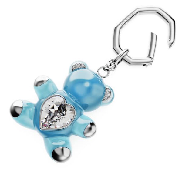 Teddy key ring Bear, Blue, Rhodium plated - Image 5