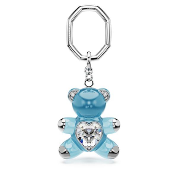 Teddy key ring Bear, Blue, Rhodium plated - Image 7