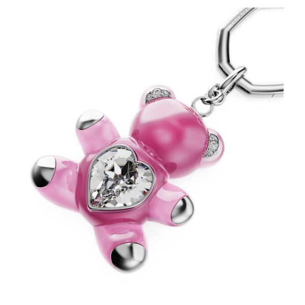 Teddy key ring Bear, Pink, Rhodium plated - Image 4