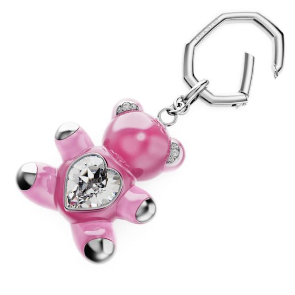 Teddy key ring Bear, Pink, Rhodium plated - Image 5