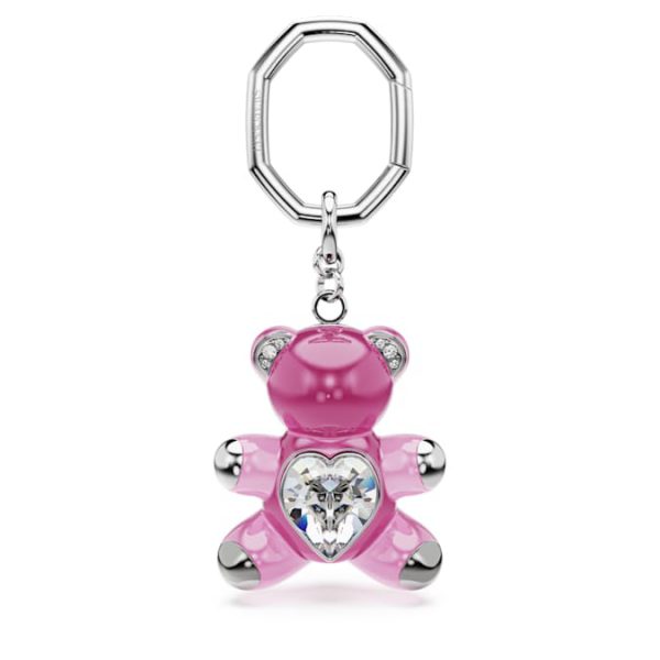 Teddy key ring Bear, Pink, Rhodium plated - Image 7