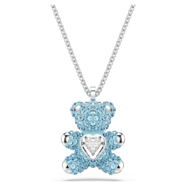 Teddy pendant Bear, Blue, Rhodium plated - Image 2