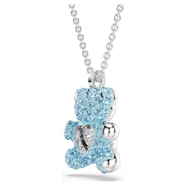 Teddy pendant Bear, Blue, Rhodium plated - Image 4
