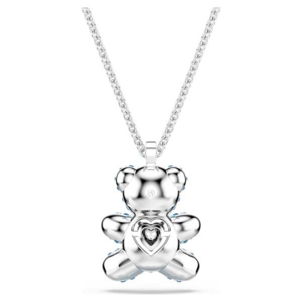 Teddy pendant Bear, Blue, Rhodium plated - Image 6