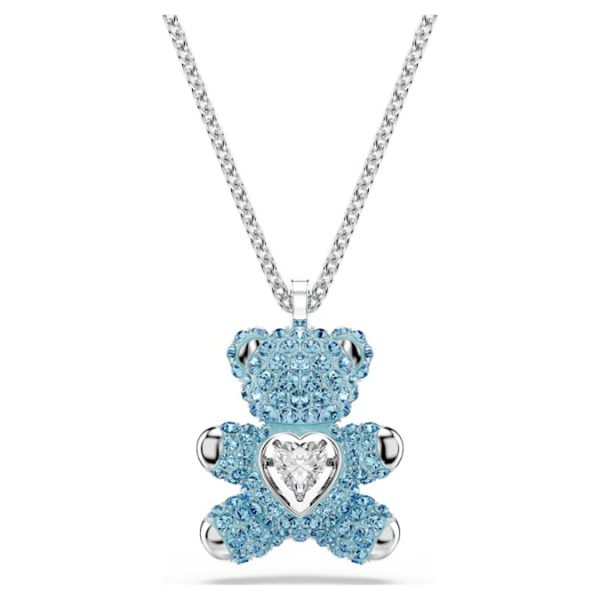 Teddy pendant Bear, Blue, Rhodium plated - Image 7