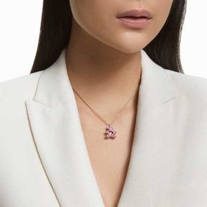 Teddy pendant Bear, Pink, Rose gold-tone plated