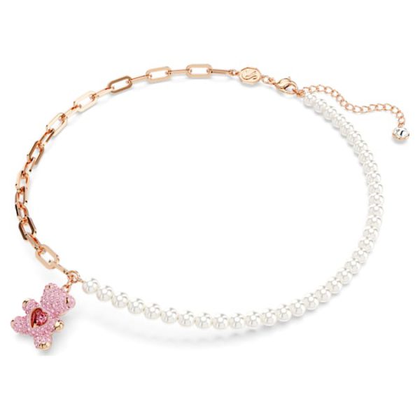 Teddy pendant Crystal pearl, Bear, Pink, Rose gold-tone plated - Image 3
