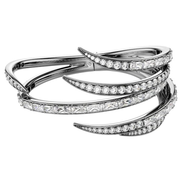 The Vienna Collection bangle Feather, White, Ruthenium plated - Image 2