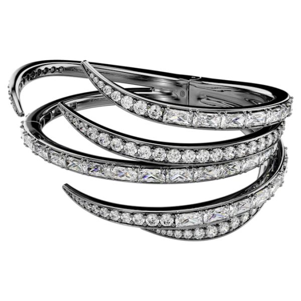 The Vienna Collection bangle Feather, White, Ruthenium plated - Image 3
