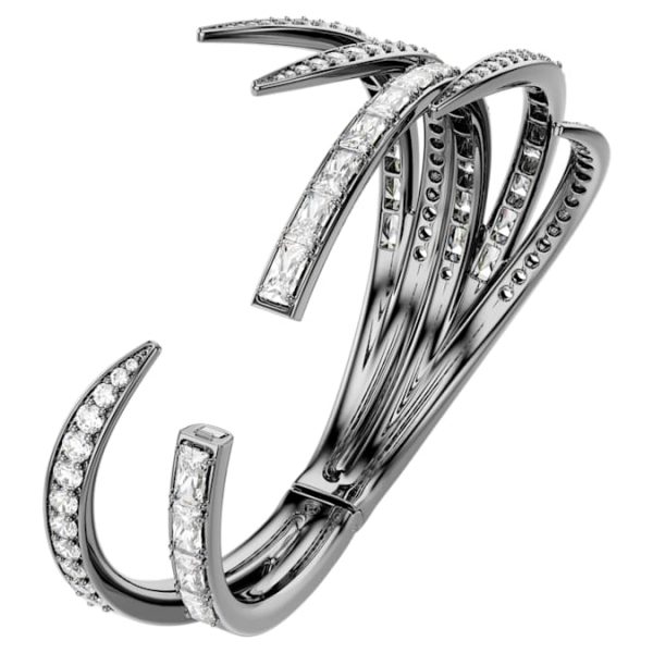 The Vienna Collection bangle Feather, White, Ruthenium plated - Image 4