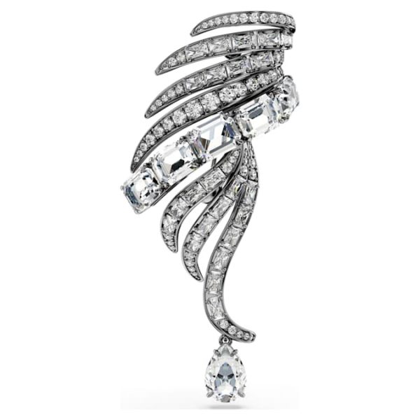 The Vienna Collection brooch Feather, White, Ruthenium plated - Image 2
