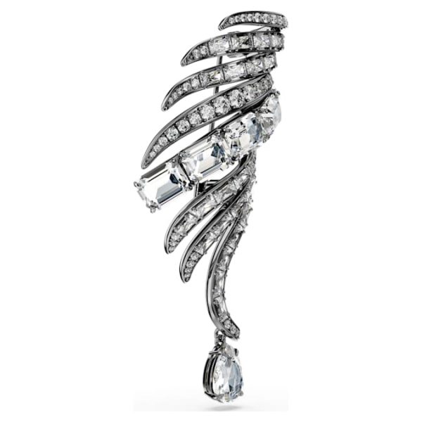 The Vienna Collection brooch Feather, White, Ruthenium plated - Image 4