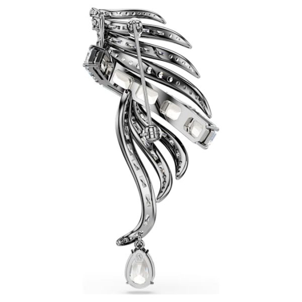 The Vienna Collection brooch Feather, White, Ruthenium plated - Image 6