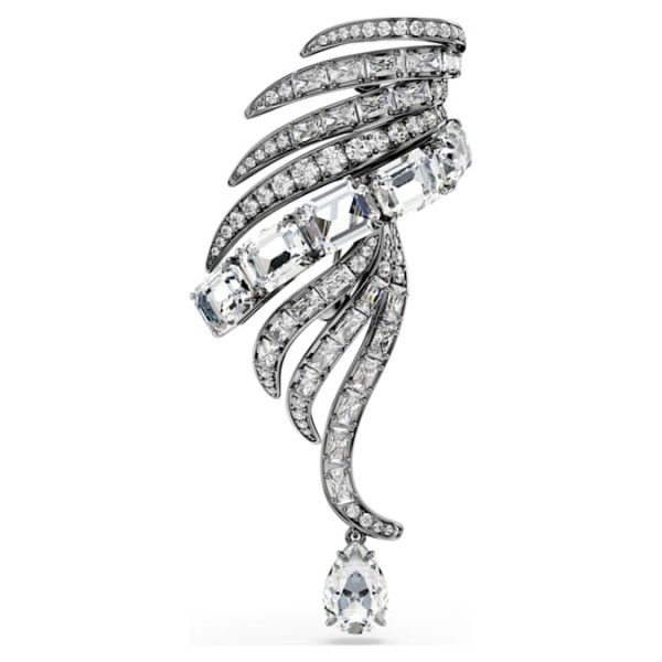 The Vienna Collection brooch Feather, White, Ruthenium plated - Image 9