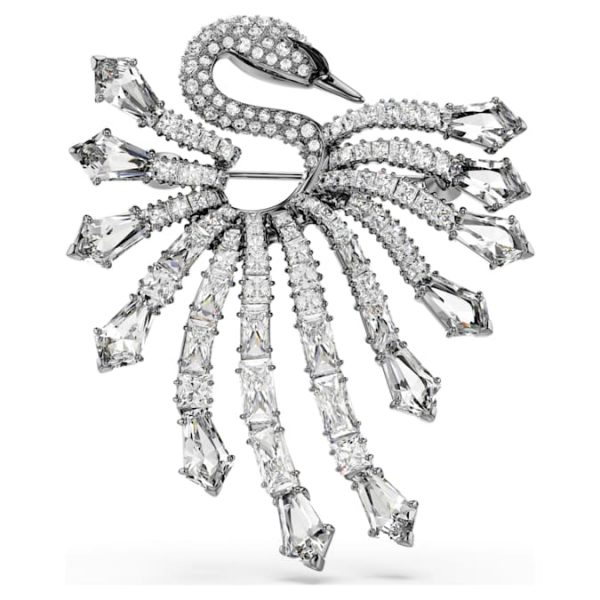 The Vienna Collection brooch Swan, White, Ruthenium plated - Image 2