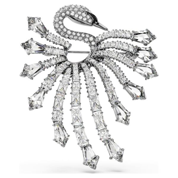 The Vienna Collection brooch Swan, White, Ruthenium plated - Image 9