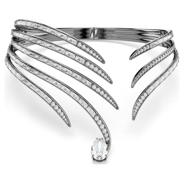 The Vienna Collection choker Feather, White, Ruthenium plated - Image 2