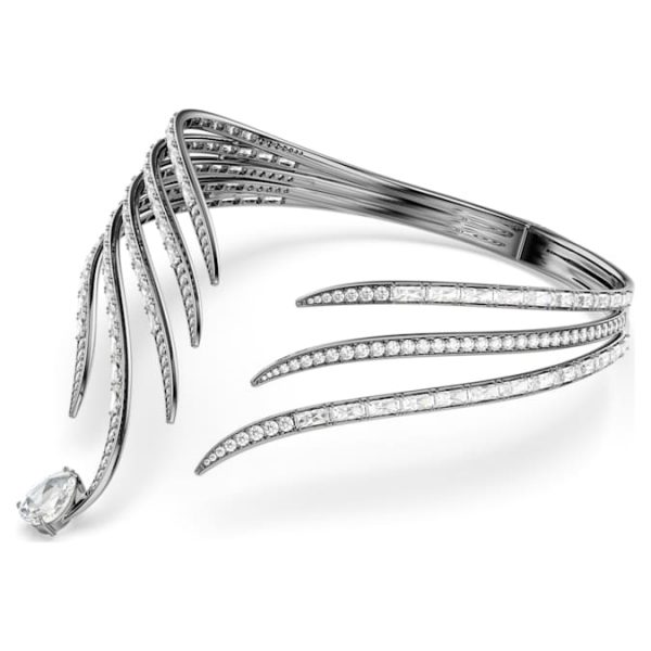The Vienna Collection choker Feather, White, Ruthenium plated - Image 3