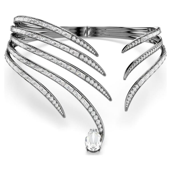 The Vienna Collection choker Feather, White, Ruthenium plated - Image 8