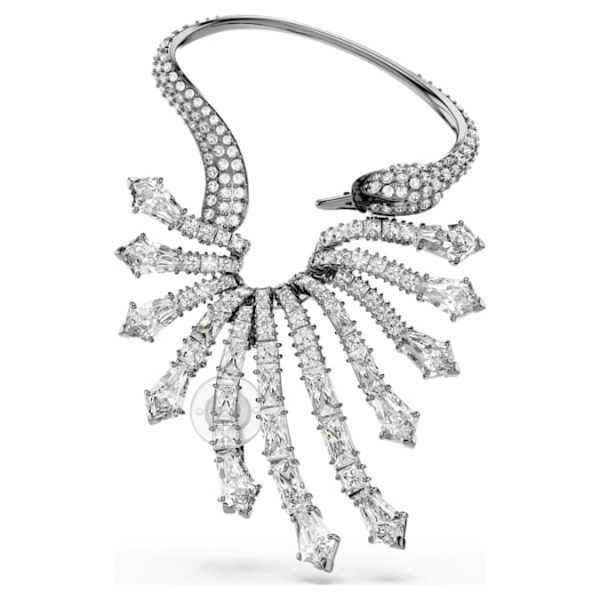 The Vienna Collection ear cuff Swan, White, Ruthenium plated - Image 2
