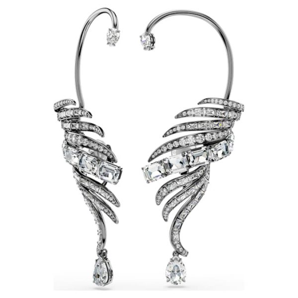The Vienna Collection ear cuffs Feather, Large, White, Ruthenium plated - Image 7