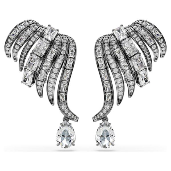 The Vienna Collection ear cuffs Feather, White, Ruthenium plated - Image 2
