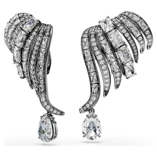 The Vienna Collection ear cuffs Feather, White, Ruthenium plated - Image 3