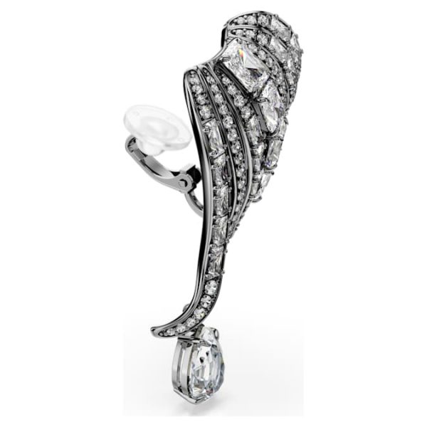 The Vienna Collection ear cuffs Feather, White, Ruthenium plated - Image 4