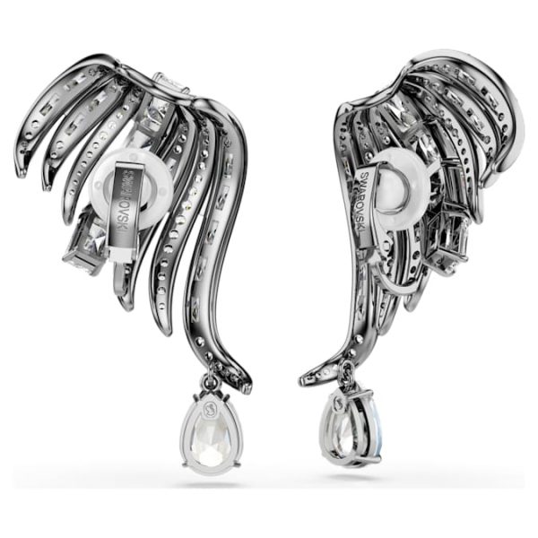 The Vienna Collection ear cuffs Feather, White, Ruthenium plated - Image 5