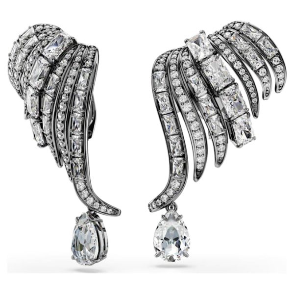 The Vienna Collection ear cuffs Feather, White, Ruthenium plated - Image 7