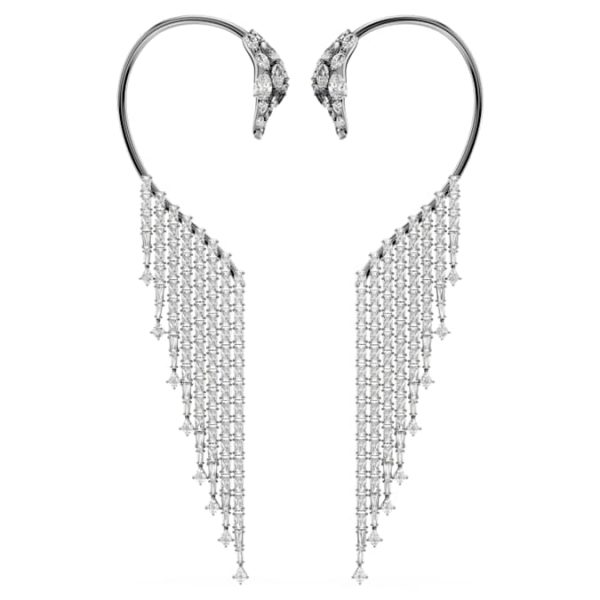 The Vienna Collection ear cuffs Swan, White, Ruthenium plated - Image 2