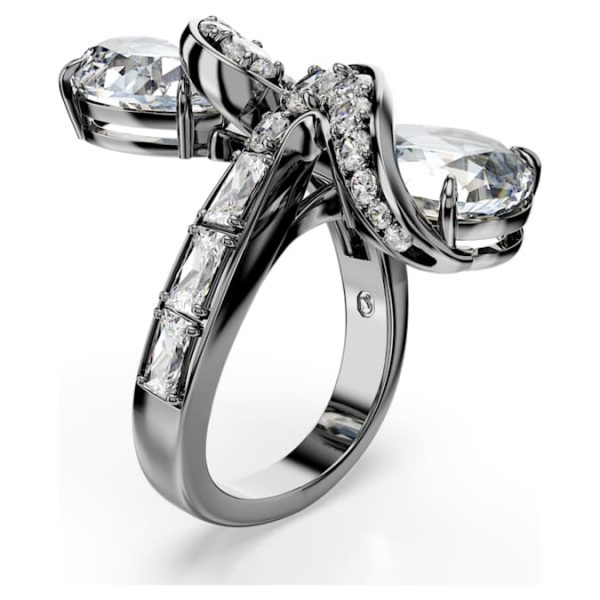 The Vienna Collection open ring Feather, White, Ruthenium plated - Image 3