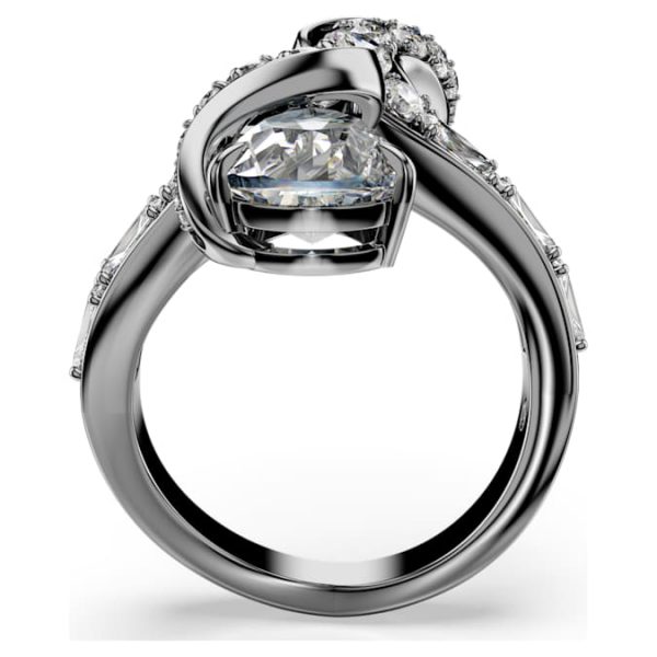 The Vienna Collection open ring Feather, White, Ruthenium plated - Image 4