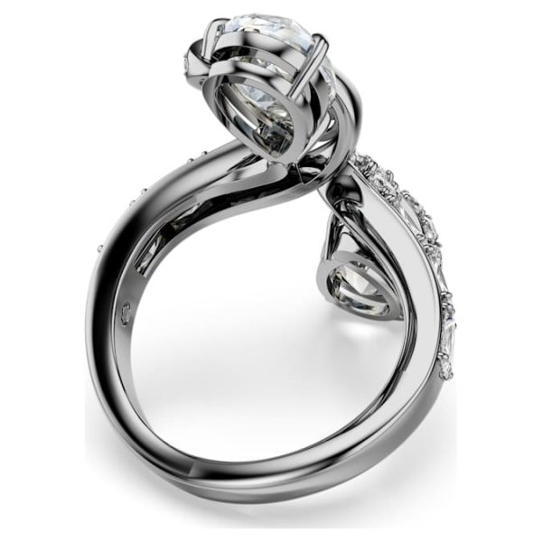 The Vienna Collection open ring Feather, White, Ruthenium plated - Image 5