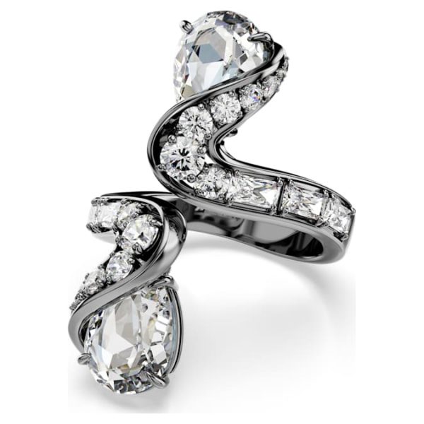 The Vienna Collection open ring Feather, White, Ruthenium plated - Image 7