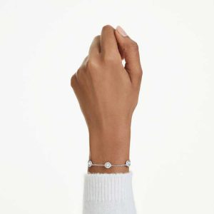 Una Angelic bracelet Round cut, Double sided motifs, White, Rhodium plated