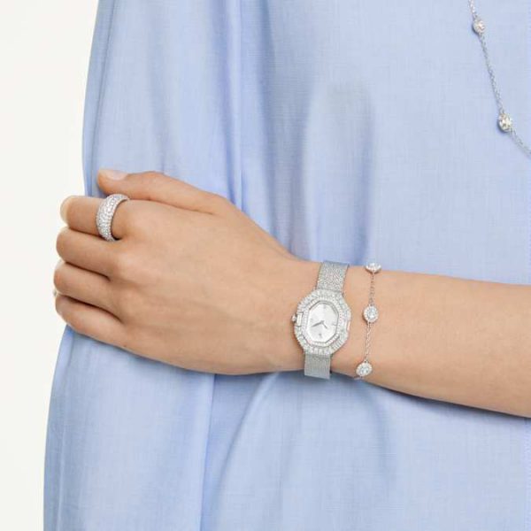 Una Angelic bracelet Round cut, Double sided motifs, White, Rhodium plated - Image 9