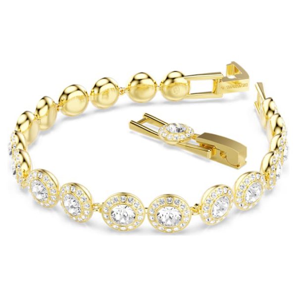 Una Angelic bracelet Round cut, Pavé, Medium, White, Gold-tone plated - Image 3
