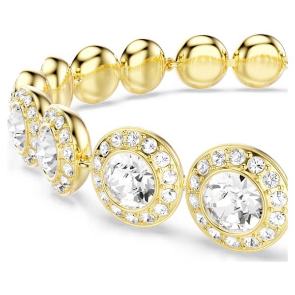 Una Angelic bracelet Round cut, Pavé, Medium, White, Gold-tone plated - Image 5