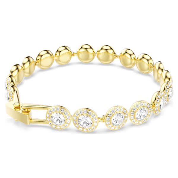 Una Angelic bracelet Round cut, Pavé, Medium, White, Gold-tone plated - Image 6