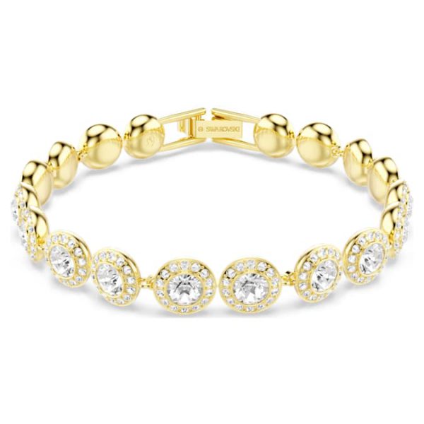 Una Angelic bracelet Round cut, Pavé, Medium, White, Gold-tone plated - Image 8