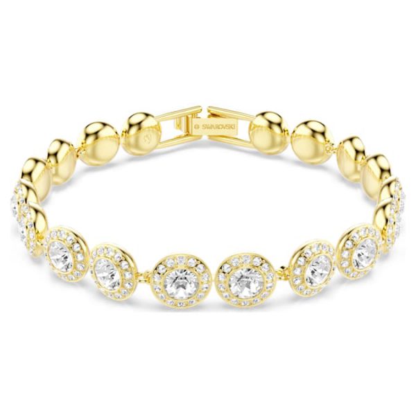Una Angelic bracelet Round cut, Pavé, Medium, White, Gold-tone plated - Image 2