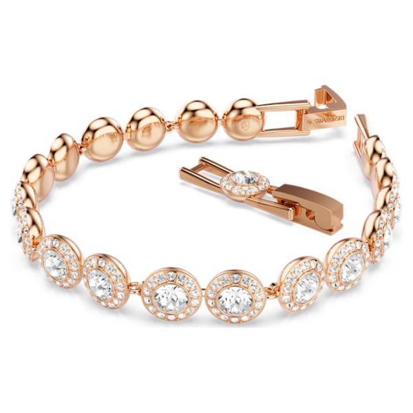 Una Angelic bracelet Round cut, Pavé, Medium, White, Rose gold-tone plated - Image 3