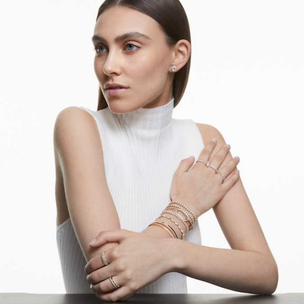 Una Angelic bracelet Round cut, Pavé, Medium, White, Rose gold-tone plated - Image 7