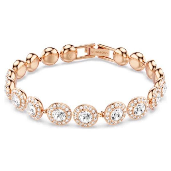 Una Angelic bracelet Round cut, Pavé, Medium, White, Rose gold-tone plated - Image 8