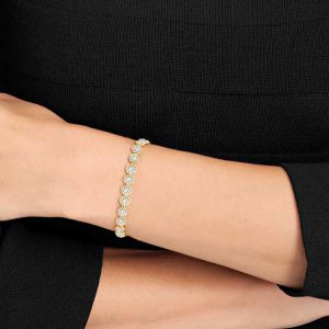 Una Angelic bracelet Round cut, Pavé, Medium, White, Gold-tone plated