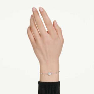 Una Angelic bracelet Round cut, White, Rhodium plated